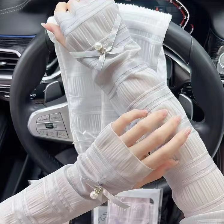 騎行開車防紫外線必備!-【蝴蝶結蕾絲防曬袖套】夏季必備防曬冰袖,怎麼搭配都好看-